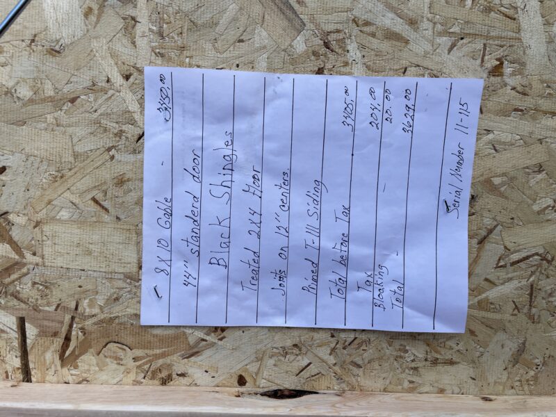 8×10 Gable Shed